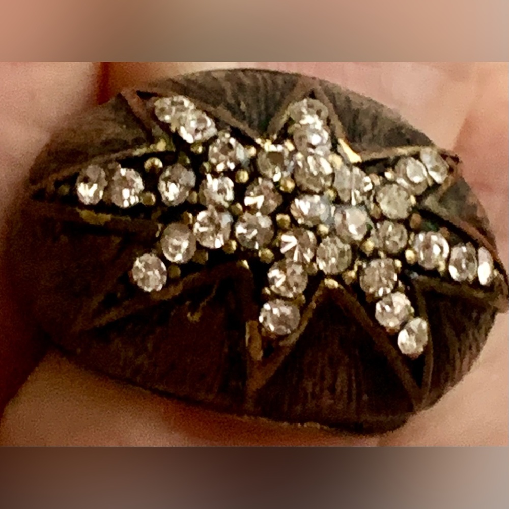 Unique Clear Crystal Star Woodland Brass Ring Unisex Mens Jewelry Women’s Ring - Picture 5 of 11